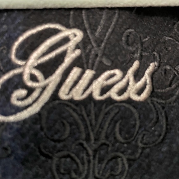 Guess Wool blend plaid navy & black coat Medium - Picture 8 of 10